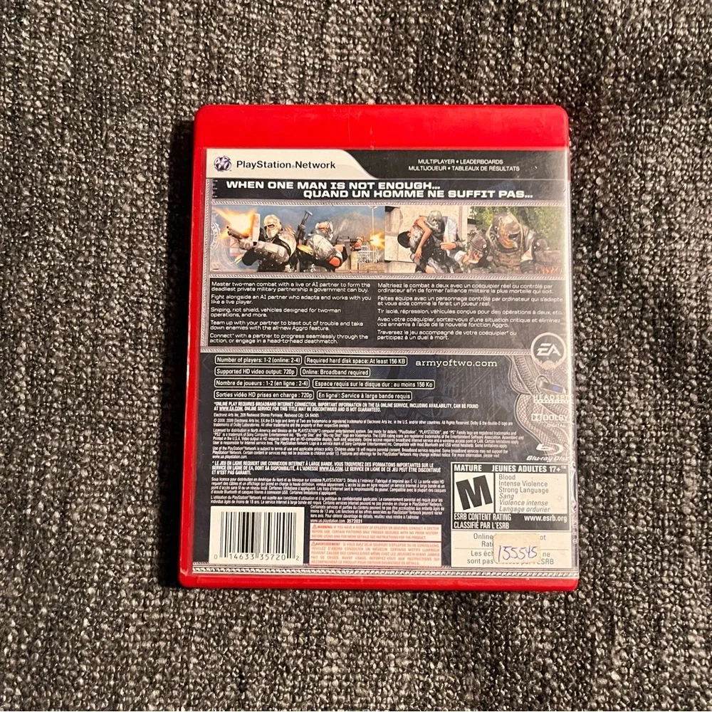 Army Of Two Playstation 3 Sony PS3‎ Game Complete - Picture 2 of 3